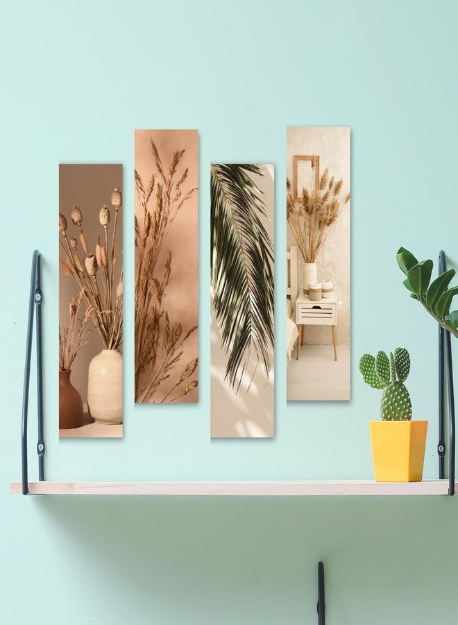 RADIQORE Set of 4 Wall Decor for Living Room- Boho Aesthetic Wall Hangings for Home/Wall Decoration Items for Living Room Wall Art Bedroom Eco-Friendly Recycled Board-Double Tape wall decor (Floral) - Image 2