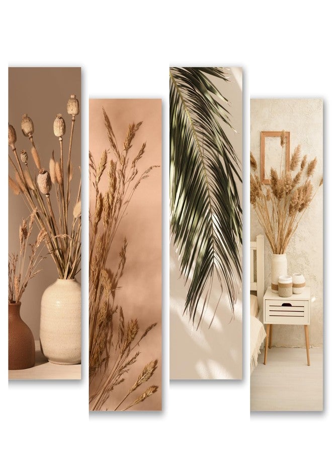 RADIQORE Set of 4 Wall Decor for Living Room- Boho Aesthetic Wall Hangings for Home/Wall Decoration Items for Living Room Wall Art Bedroom Eco-Friendly Recycled Board-Double Tape wall decor (Floral) - Image 1