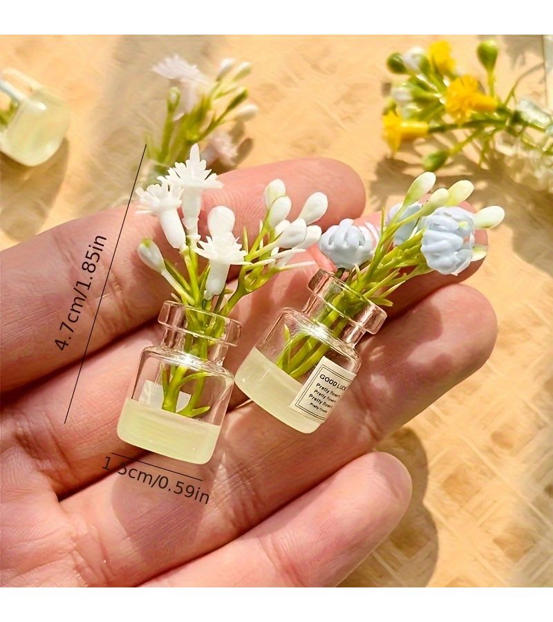 2pcs Random Style Resin Vase Set For DIY Car Dashboard Home Handicraft Decor Mixed Colors Gift Idea - Image 4