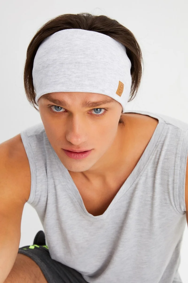 بوتيكجيز Light Gray Men's Cotton Camisole, Non-Slip, Sweatproof, Ultra Light, Sports Headband Bandana Buff