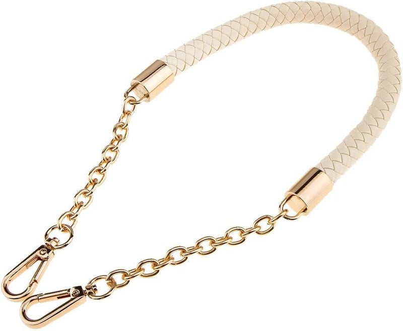 klarako Braided Leather Strap Chain for Handbag Clutch Crossbody Bag, Purse Handle Replacement 60cm  Beige, 60cm - Image 4