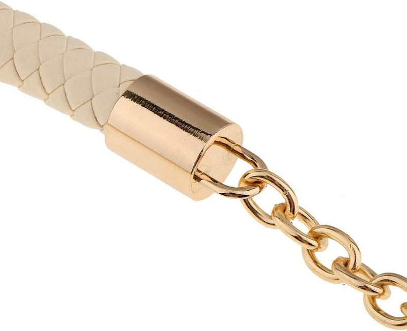 klarako Braided Leather Strap Chain for Handbag Clutch Crossbody Bag, Purse Handle Replacement 60cm  Beige, 60cm - Image 3