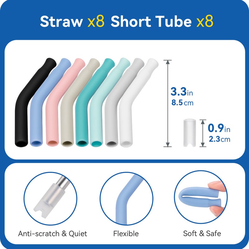 Prurex 8pcs Silicone Straw Tips for Metal Straws and Other 0.31" (8mm) Straws,Accessories for Stanley,Yeti Straw, BPA Freeï¼ˆTips 1ï¼‰ - Image 2