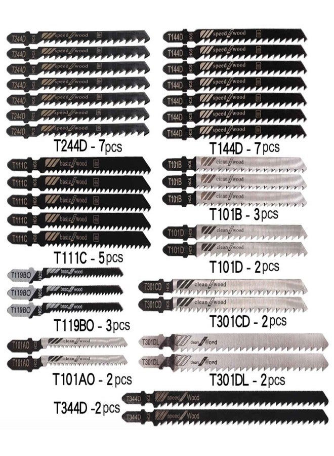 Gihunk 48pcs Jigsaw Blades, Contractor Assorted T Shank Jig Saw Blades Set, Multi-Purpose HCS/HSS Saw Blades for Wood, Plastic, Metal Cutting - Image 2