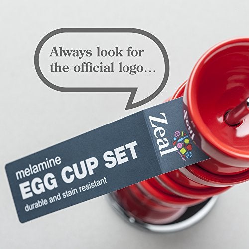 Zeal G277R Stack and Store Egg Cups/Holders, Set of 4 with Chrome Storage and Carry Stand, Melamine, Red - Image 5