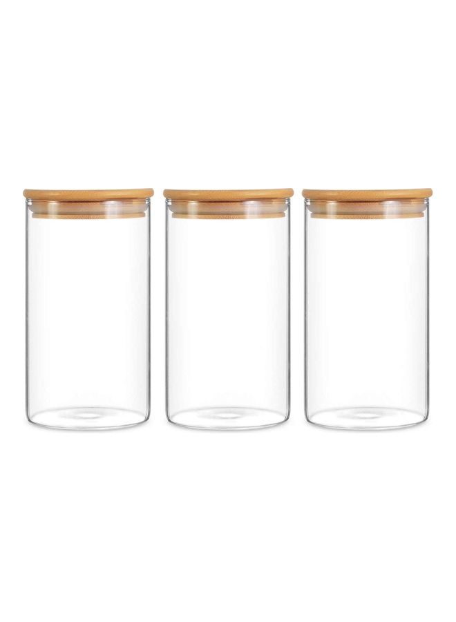 Toshionics 3 Piece Glass Food Container Set With Airtight Bamboo Lid Clear 750ml - Image 1