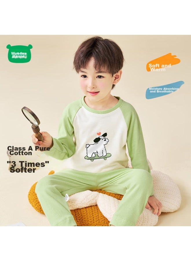 Mini wooden cabin Mini Mumu House Children's Thermal Underwear, Autumn And Winter Pajamas For Boys And Girls, Home Wear, Baby Pure Cotton Sleepwear, Aixin Gougo, Size 90 - Image 1