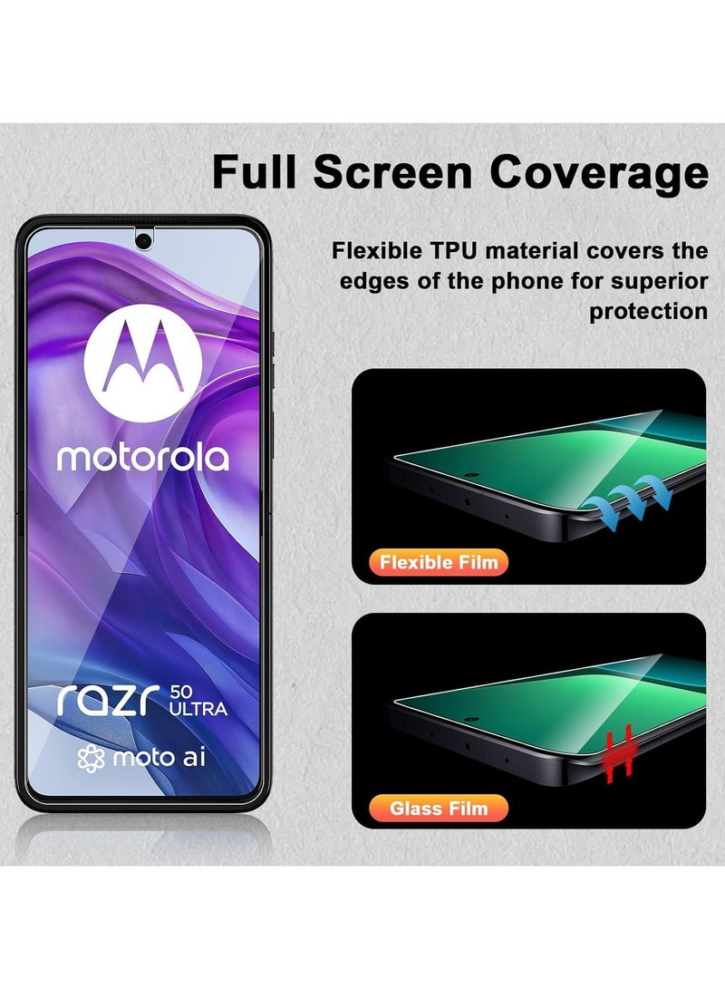 general Motorola Moto Razr 50 Ultra 2024 Screen Protector, 4 Pack Flexible Screen Protector (2 Pcs Front + 2 Inside), HD Transparent TPU Anti-Scratch Screen Protector - Image 3