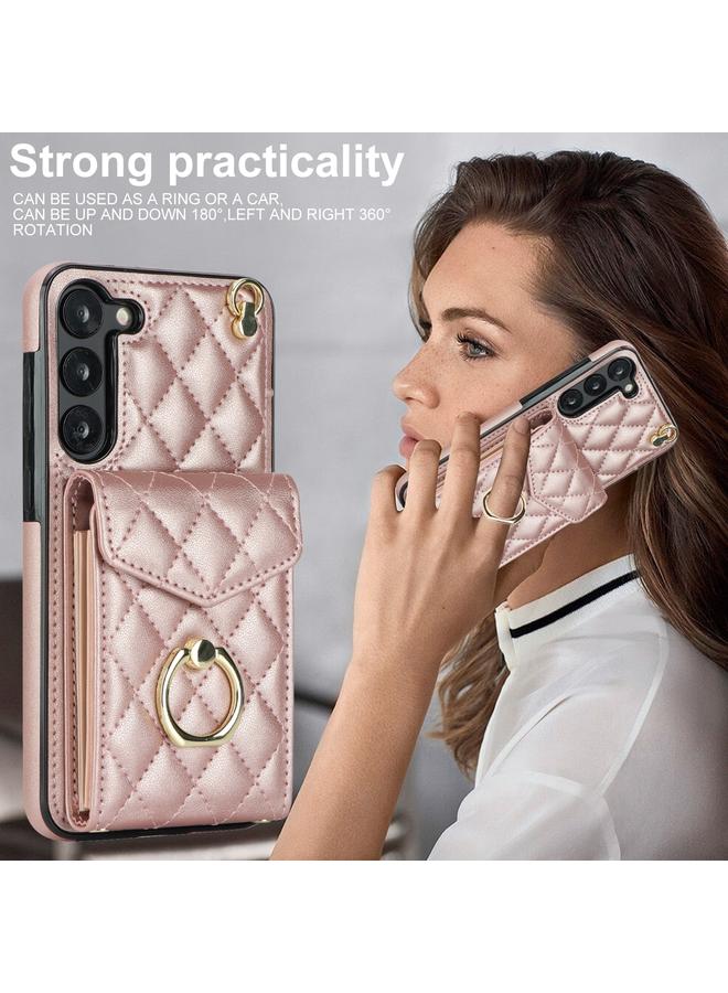 S-TOP Case For Samsung Galaxy S24+ 5G Rhombic Texture Card Bag Phone Case with Long Lanyard - Image 2