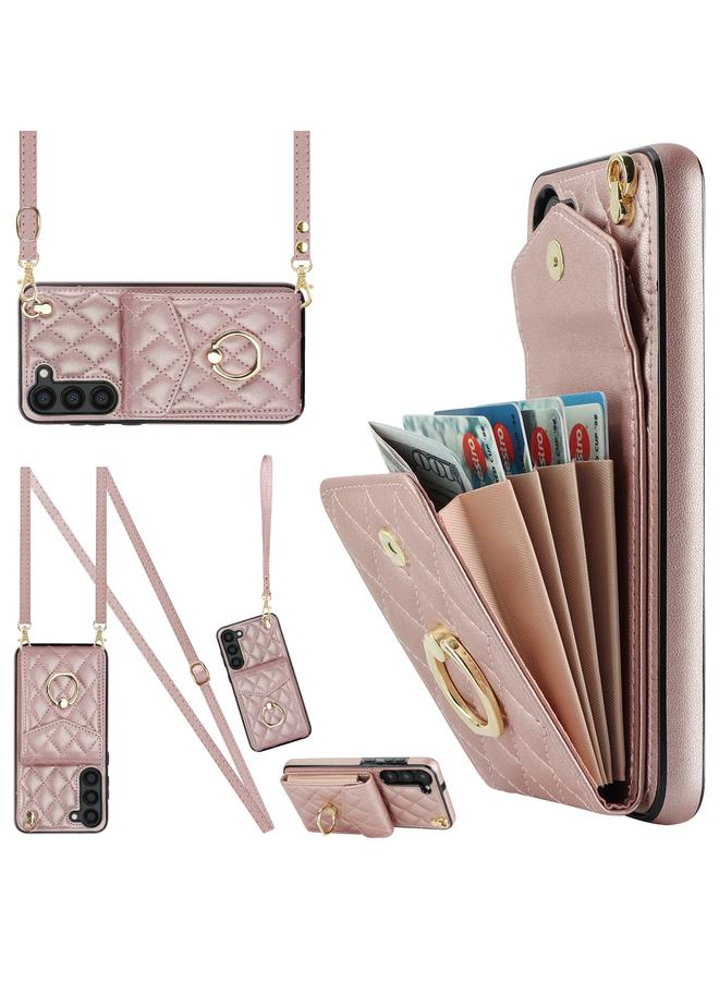S-TOP Case For Samsung Galaxy S24+ 5G Rhombic Texture Card Bag Phone Case with Long Lanyard - Image 1