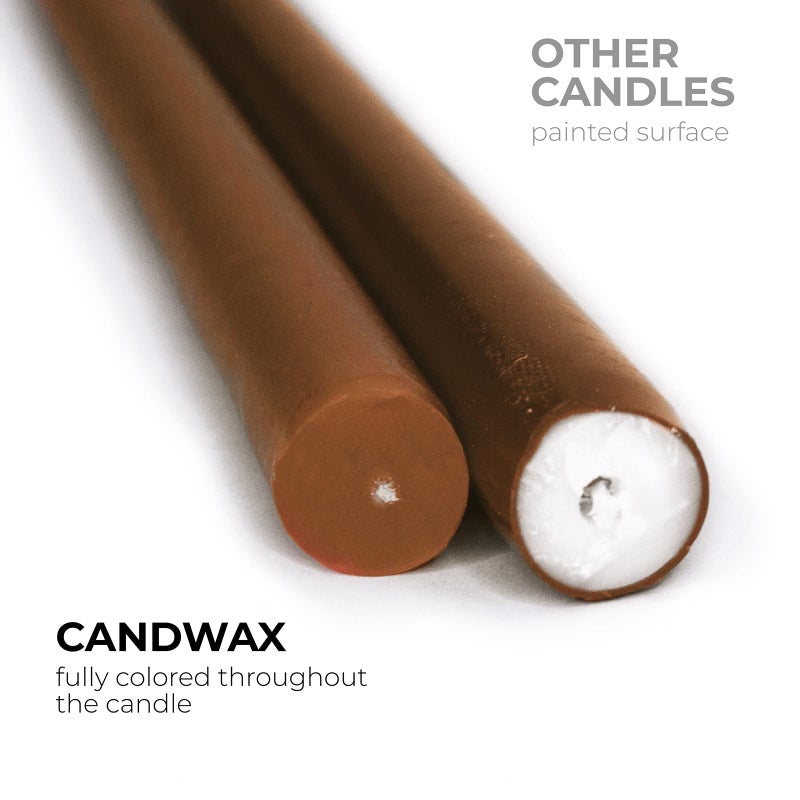 CANDWAX CANDWAX 12 inch Taper Candles Set of 12 - Dripless and Smokeless Candle Unscented - Slow Burning Candle Sticks - Brown Candle Taper  - Image 2