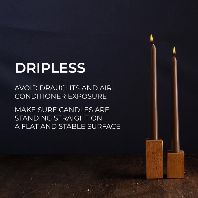 CANDWAX CANDWAX 12 inch Taper Candles Set of 12 - Dripless and Smokeless Candle Unscented - Slow Burning Candle Sticks - Brown Candle Taper  - Image 4