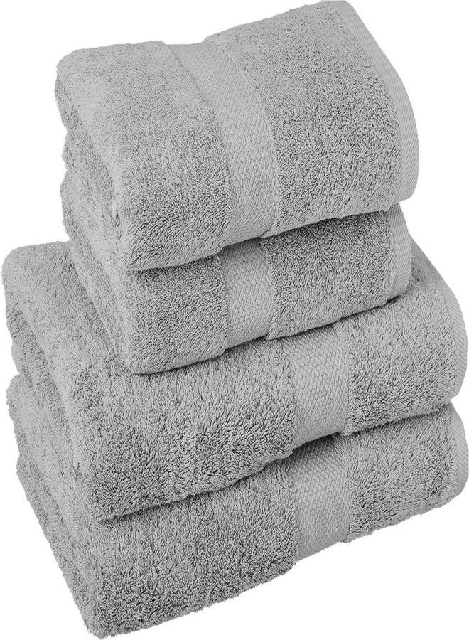 Jacquarddina Towel set of 4 pieces2- 50 x 100 & 2- 70 x 140 gray 100% cotton