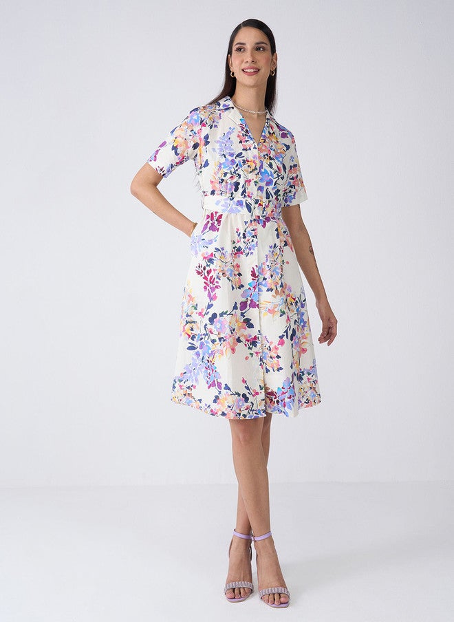 SALT ATTIRE Floral Printed Flared Sleeve Shirt Dress - Image 5