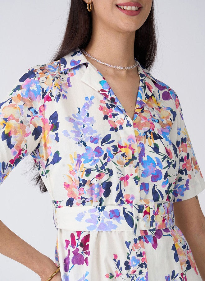 SALT ATTIRE Floral Printed Flared Sleeve Shirt Dress - Image 2