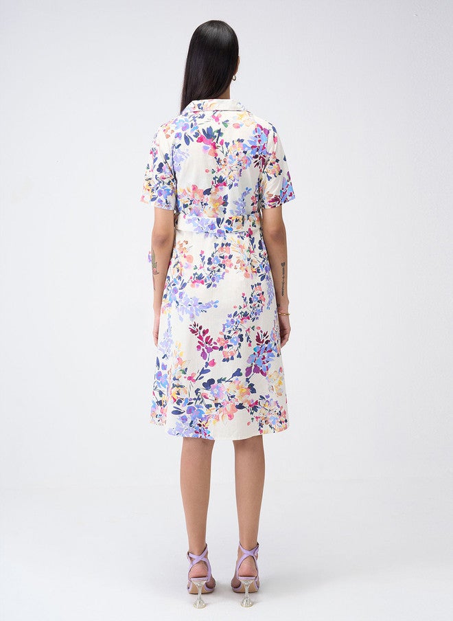 SALT ATTIRE Floral Printed Flared Sleeve Shirt Dress - Image 4