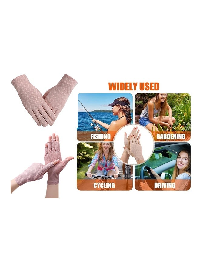 2 pcs Women's Gloves Driving Gloves Non-slip Sun Protection Summer UV Protection Gloves - Image 4