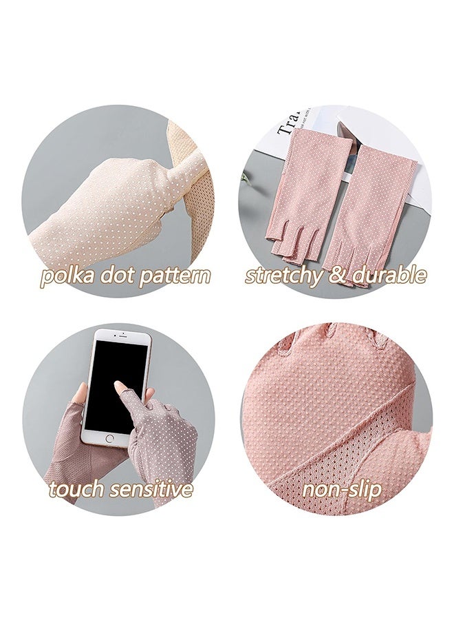 2 pcs Women's Gloves Driving Gloves Non-slip Sun Protection Summer UV Protection Gloves - Image 2