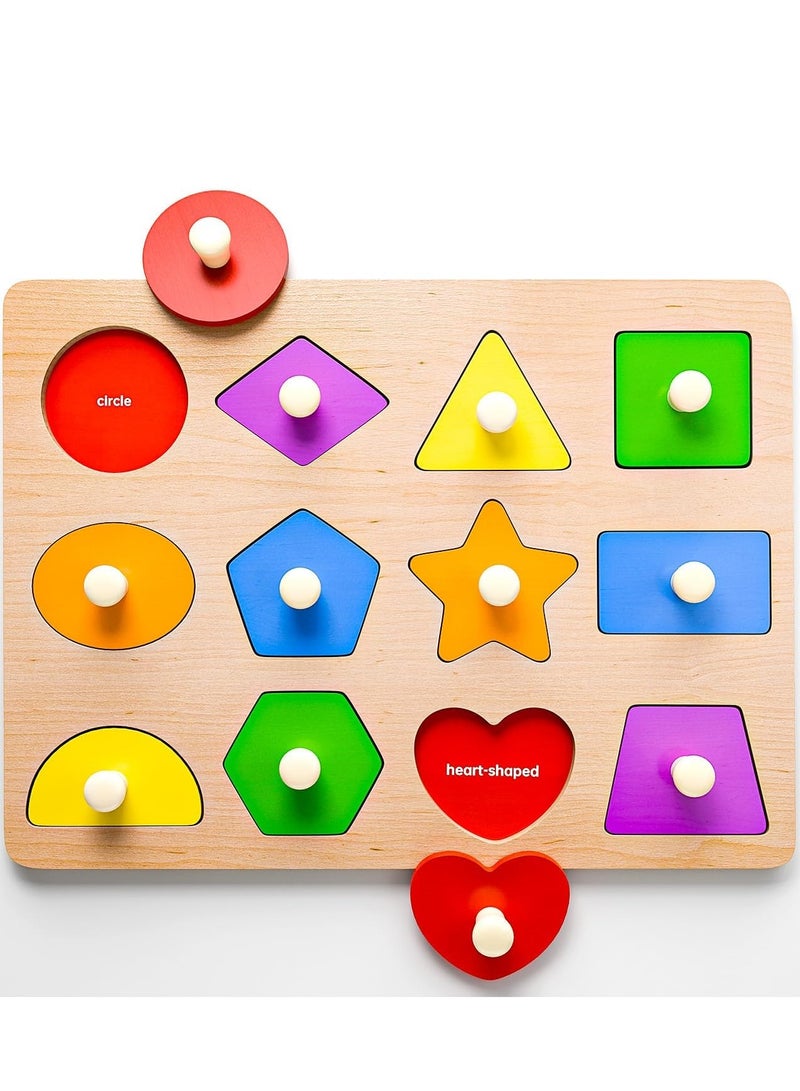 Wooden Shape Peg Puzzles for Toddlers 3 4 Year-Old Boys Girls Gifts: Shape Sorter  Color Match Baby Puzzles 12-18-24 Months - Montessori Toys for 3 4Year-Old Toddler Learning Activities - Image 1