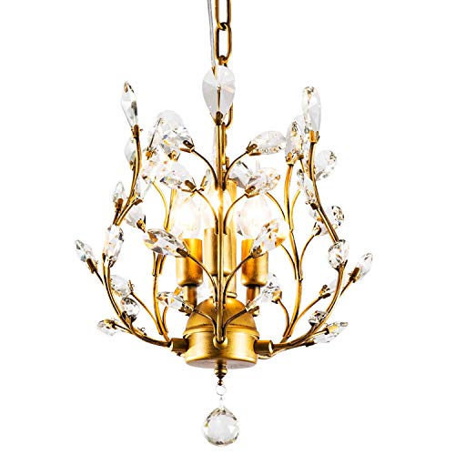 Garwarm 4 Lights Vintage Crystal Chandeliers Ceiling Lights Crystal Pendant Lighting Ceiling Light Fixtures Chandeliers Lighting for Living Room Bedroom Restaurant Porch Chandelier(Black) - Image 1
