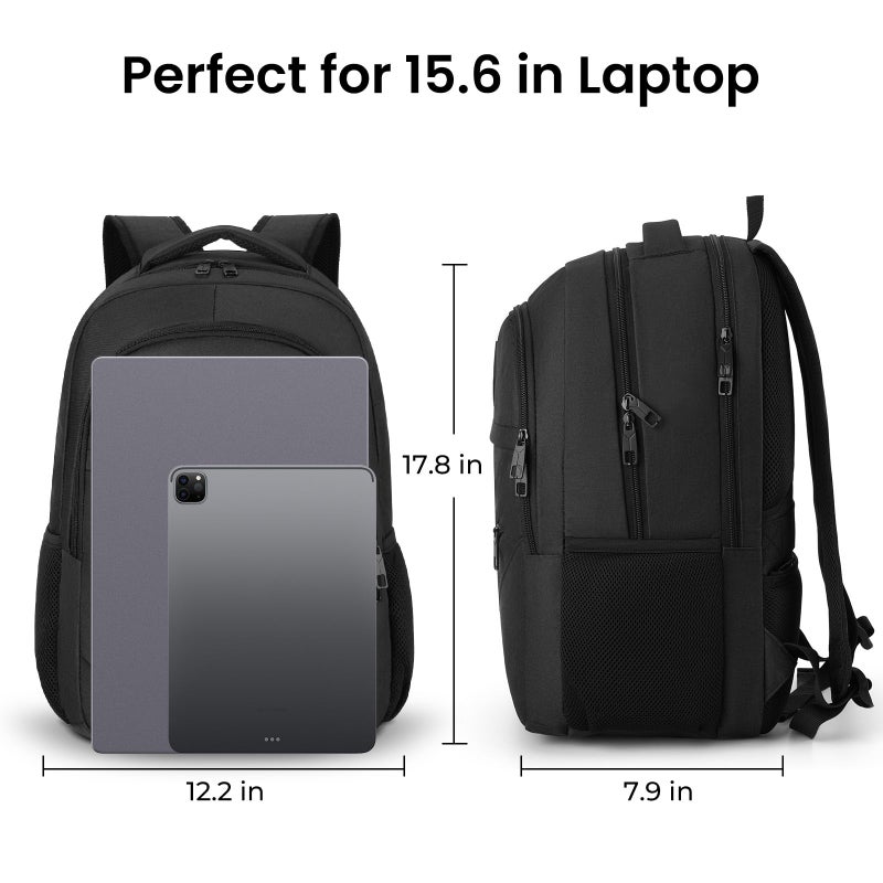 BIKROD Backpack for Men and Women, School Backpacks for Teen Boys Girls, Water Resistant Sturdy Anti Theft Travel Laptop Backpack, Black Student Bookbag Fits 15.6 Inch Laptop, Gifts - Image 5