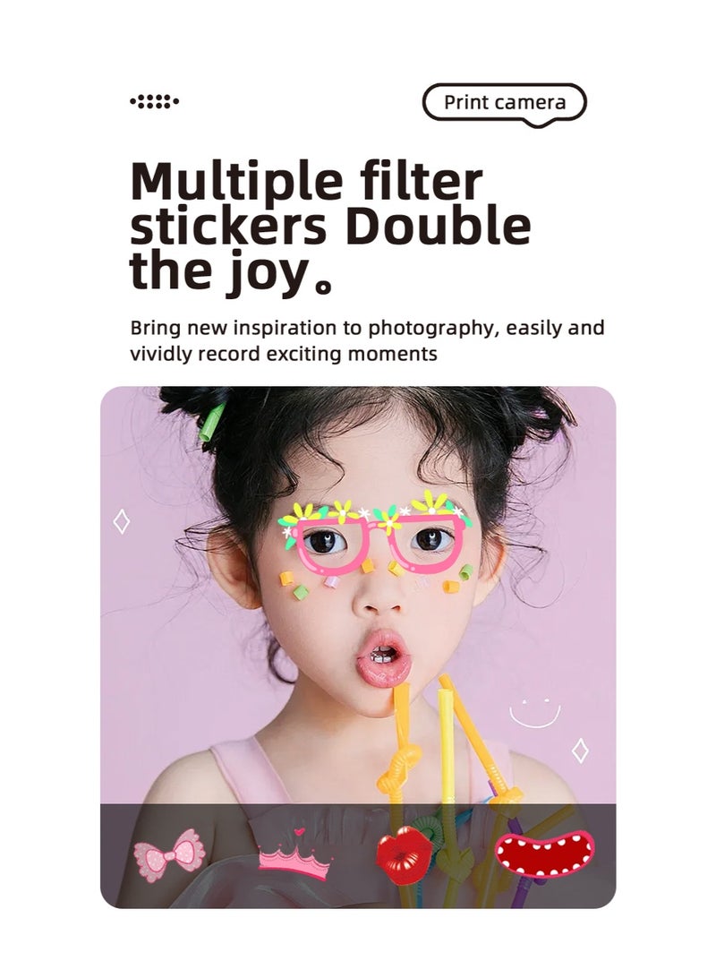 Instant Color Printing Camera for Kids,Instant Color Printing Camera for Girls Boys,Kids Camera Toys for Toddler 1080P HD Selfie Digital Camera with Print Paper & 32G Card,Birthday Gifts for Age 3-12 Years Old - Image 4