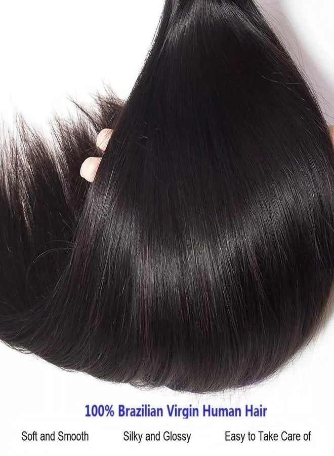 feibin Straight Human Hair Bundles 14 16 18 Inch Trippy Hair Quick Weave 3 Bundles Human Hair 100% Unprocessed Raw Brazilian Virgin Hair Extensions for Black Women Natural Color - Image 5