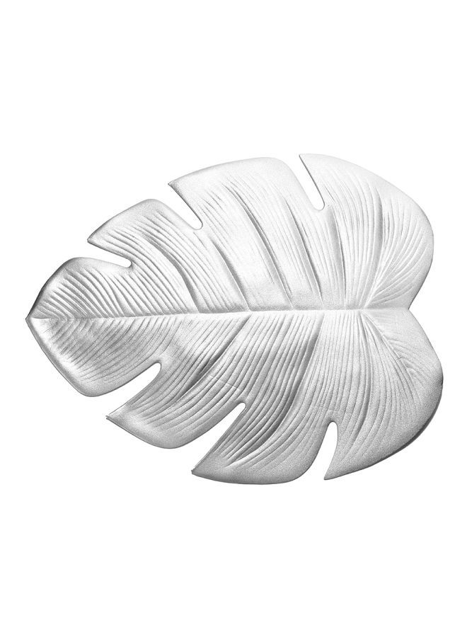 NIBEMINENT Artificial Leaf Shaped Table Mat Silver 18.11x14.57x0.39inch - Image 1