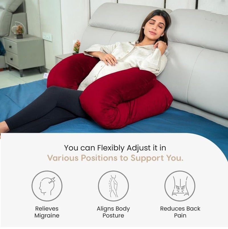 Kwality Dreams Kwality Dreams Pregnancy Pillow for Pregnant Women Maternity Pillow Pregnancy Gifts for Women Maternity Pillows for Pregnancy Sleeping Washable Velvet Cover 6 Months Warranty UShapeRed150cm - Image 3