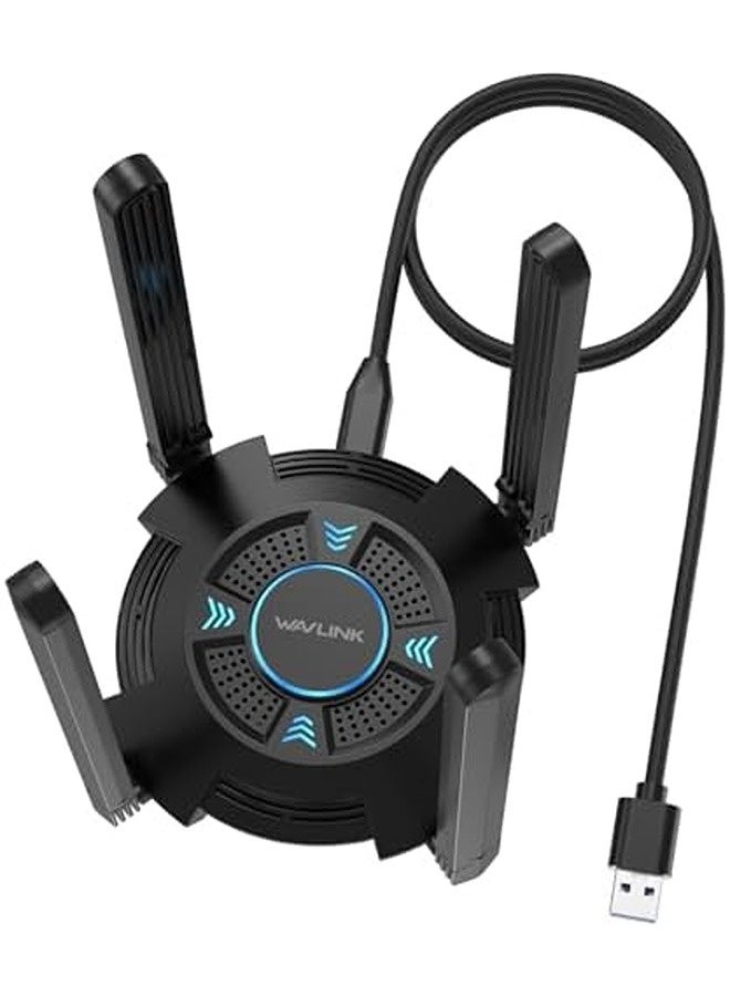 واف لينك محول واي فاي USB AX5400 | دونجل واي فاي ثلاثي النطاق لأجهزة الكمبيوتر واللابتوب مزوّد بـ 4 هوائيات 5dBi، يدعم سرعات 6GHz + 5GHz + 2.4GHz، مزوّد بتقنية WPA3 وOFDMA - Image 1