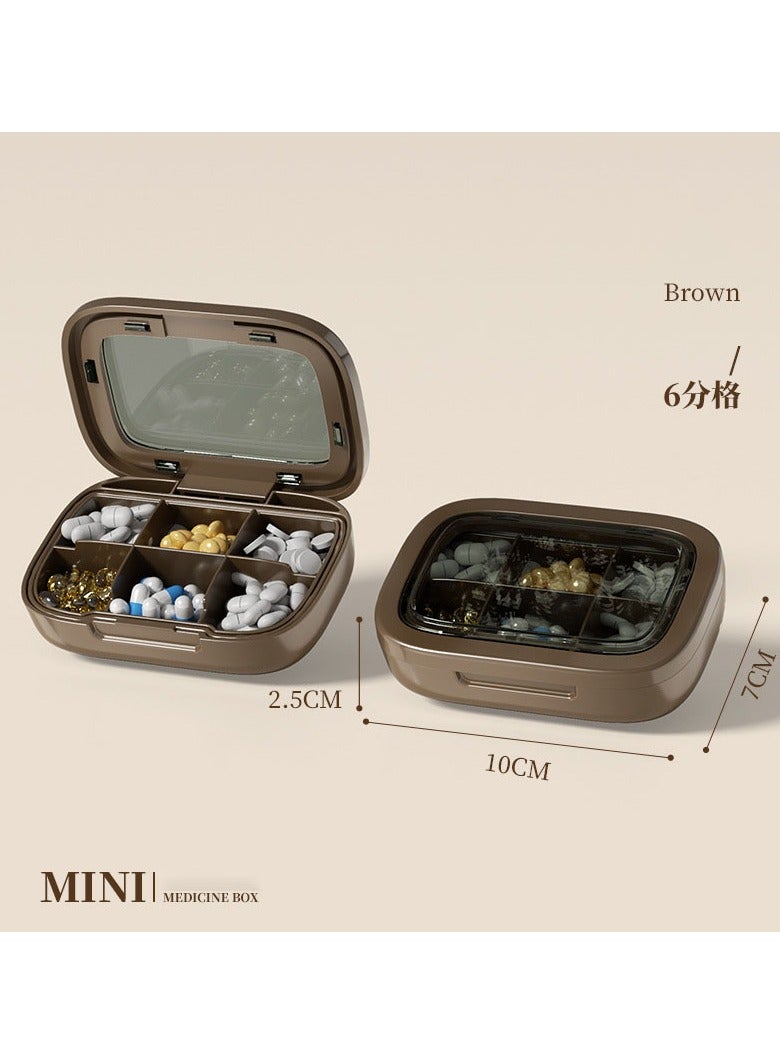 Generic 6 Compartments Portable Pill Box Travel Pill Organizer, Everyday Pill Organizer, Folding Design Pill Box for Wallet Pocket for Vitamins, Cod Liver Oil, Supplements and Medication - Image 1