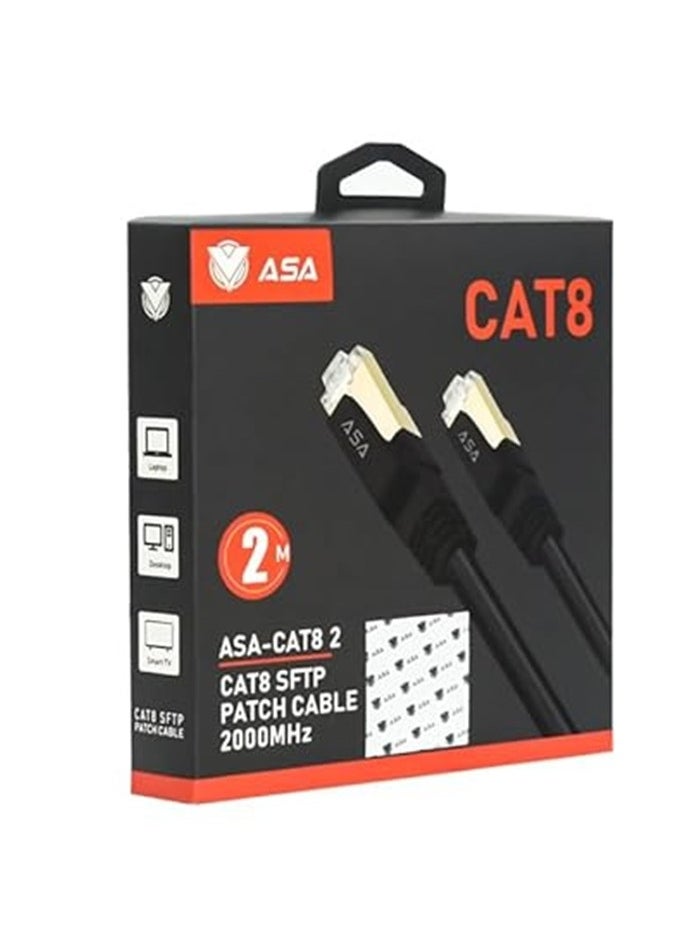 ASA ASA CAT8 Ethernet Cable Gigabit Internet High Speed 40Gbps 2000MHz RJ45 Network Cable Double Braided Compatible with Gaming Adapter PS4 PS5 PC Router TV Xbox for Router (2M)  - Image 1