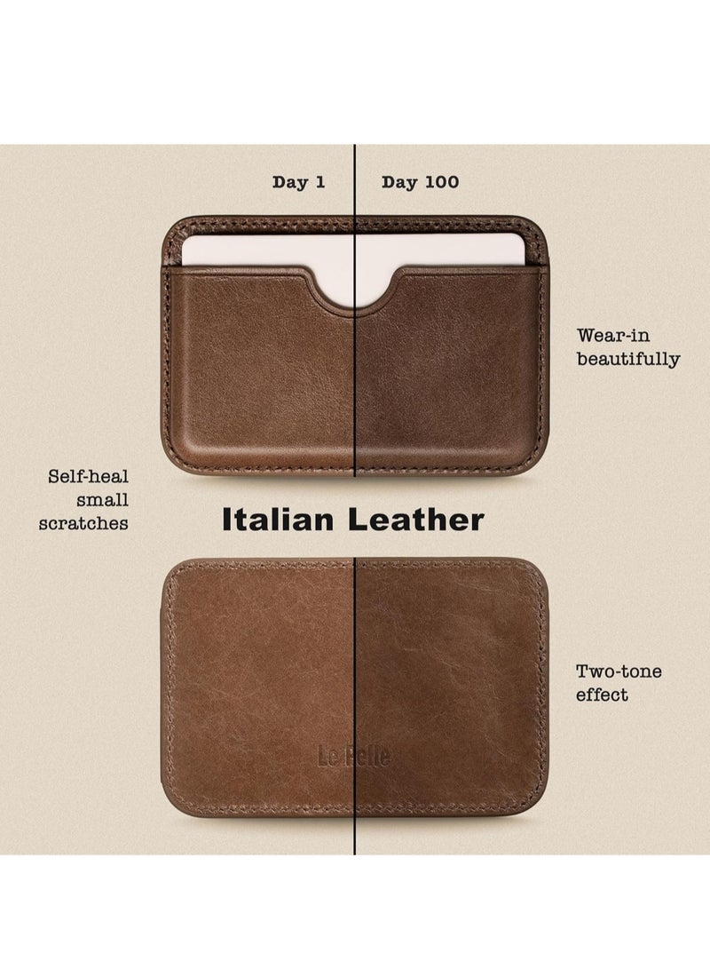 Handcrafted Italian Leather Phone Card Wallet - [Camera Protector ] - [MagSafe] - [Slim and Strong Magnetic] - [2-3 Cards Holder] -for iPhone /1716/15/14/13/12 Series - Image 2