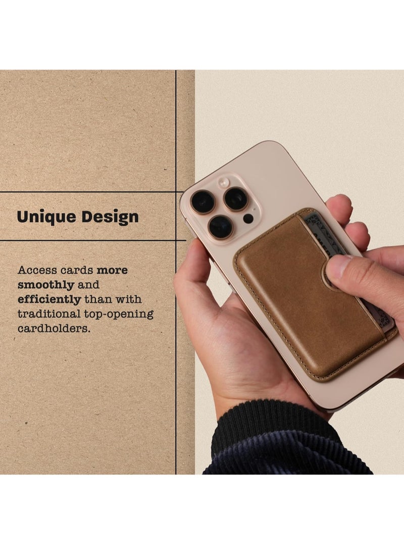 Handcrafted Italian Leather Phone Card Wallet - [Camera Protector ] - [MagSafe] - [Slim and Strong Magnetic] - [2-3 Cards Holder] -for iPhone /1716/15/14/13/12 Series - Image 4