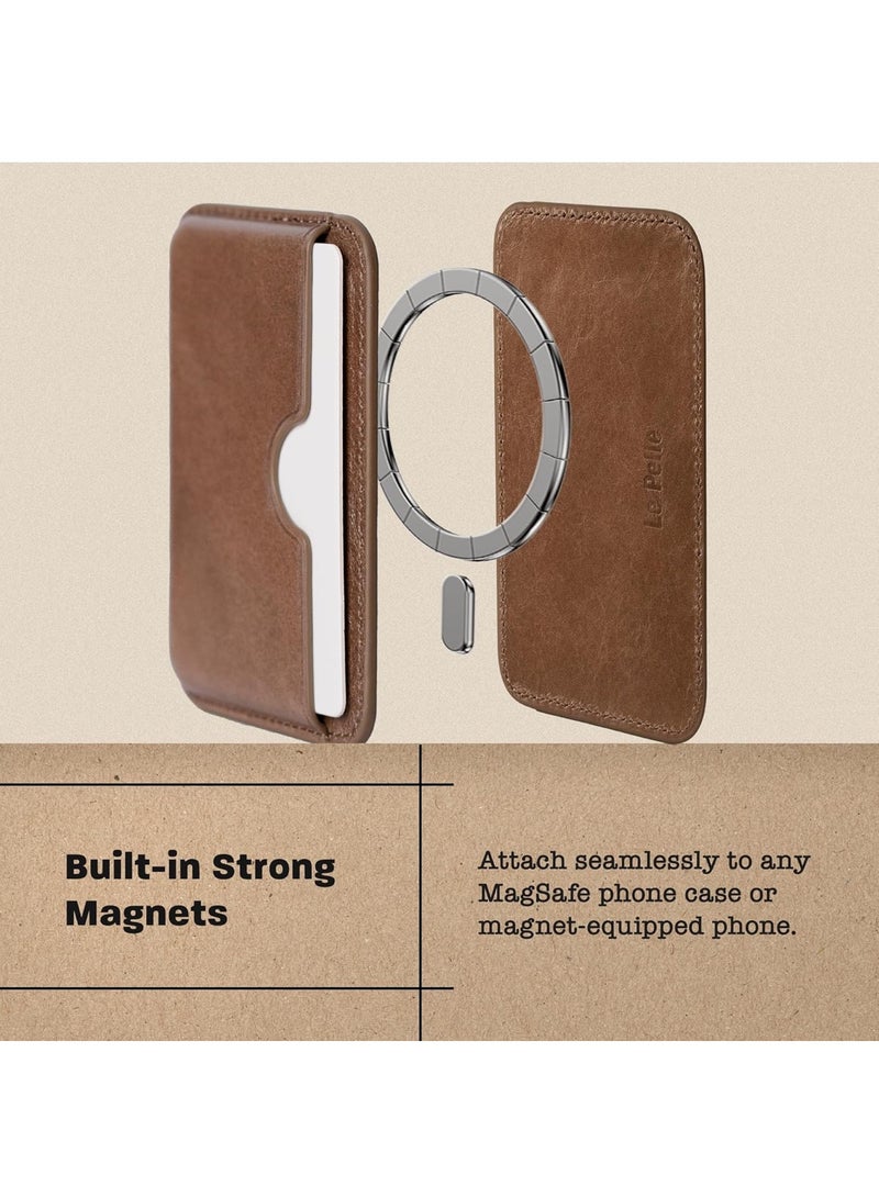 Handcrafted Italian Leather Phone Card Wallet - [Camera Protector ] - [MagSafe] - [Slim and Strong Magnetic] - [2-3 Cards Holder] -for iPhone /1716/15/14/13/12 Series - Image 5