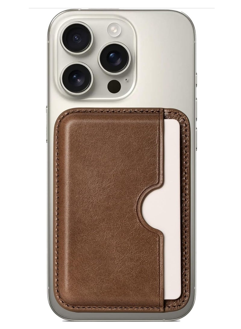 Handcrafted Italian Leather Phone Card Wallet - [Camera Protector ] - [MagSafe] - [Slim and Strong Magnetic] - [2-3 Cards Holder] -for iPhone /1716/15/14/13/12 Series - Image 1