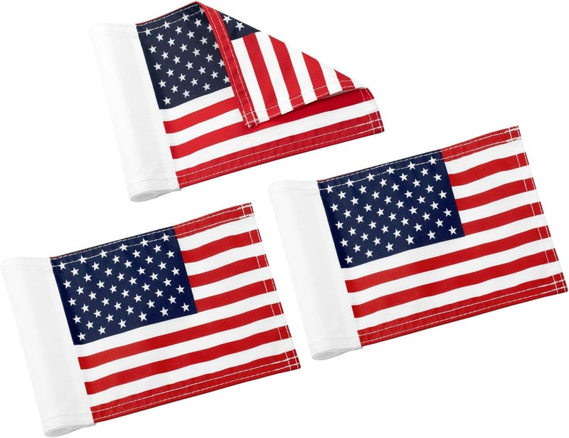 KINGTOP USA Golf Flag 8x6 Inch – Premium Dual-layer 420D Nylon, Double Sided American Pattern Printing, Tube Inserted – Mini Practice Putting Green Flags for Yard, 3-Pack - Image 1