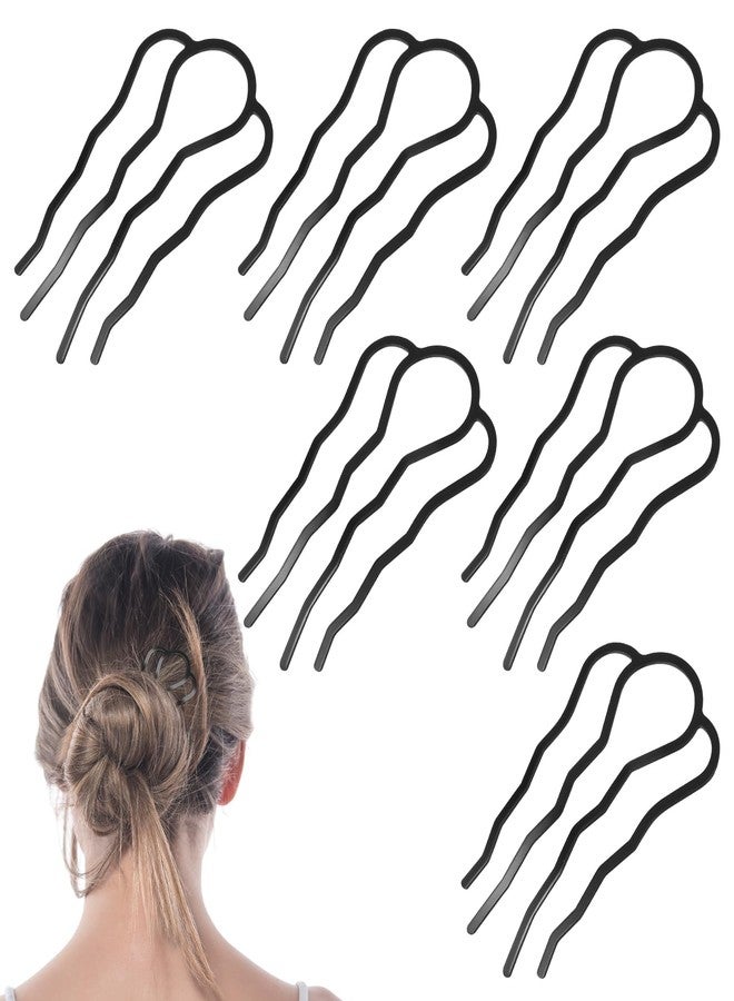 Amabro 6 Pcs Metal Hair Fork Clip, U Shape 4 Prong Updo French Styling Side Twist Pins, Hair Buns Accessories for Women Formal Casual Occasions Daily Wear Weddings Parties Banquets - Image 1