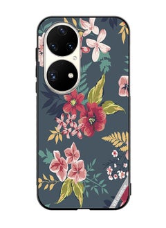 VR CREATIVE Protective Case Cover For Huawei P50 Pro Gray Flower Design Multicolour  - Image 1