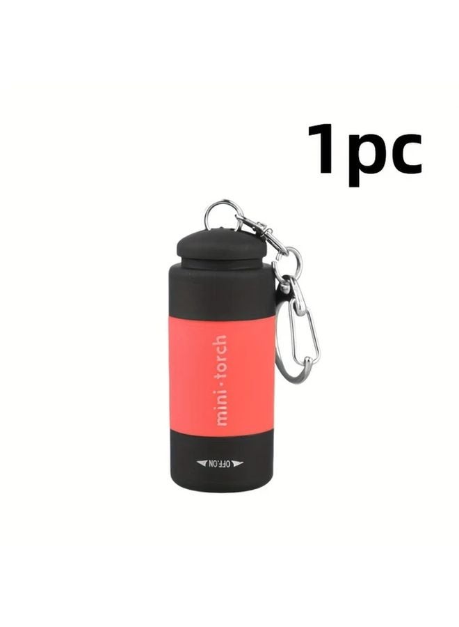 Red Mini LED Flashlight Portable High Brightness USB Rechargeable Keychain Light For Camping Emergency - Image 1