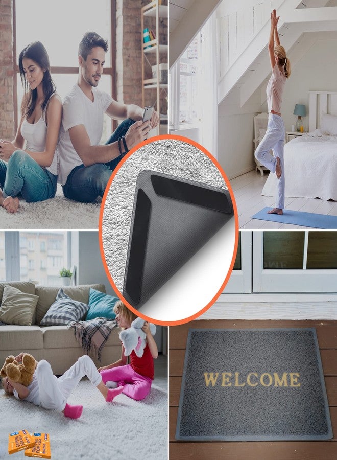 ZONGOOL 8 Pieces Rug Tapes, Reusable and Washable Carpet Tapes, Double Sided Non-Slip Pads for Hardwood Floors, Area Rug Stoppers Black - Image 3