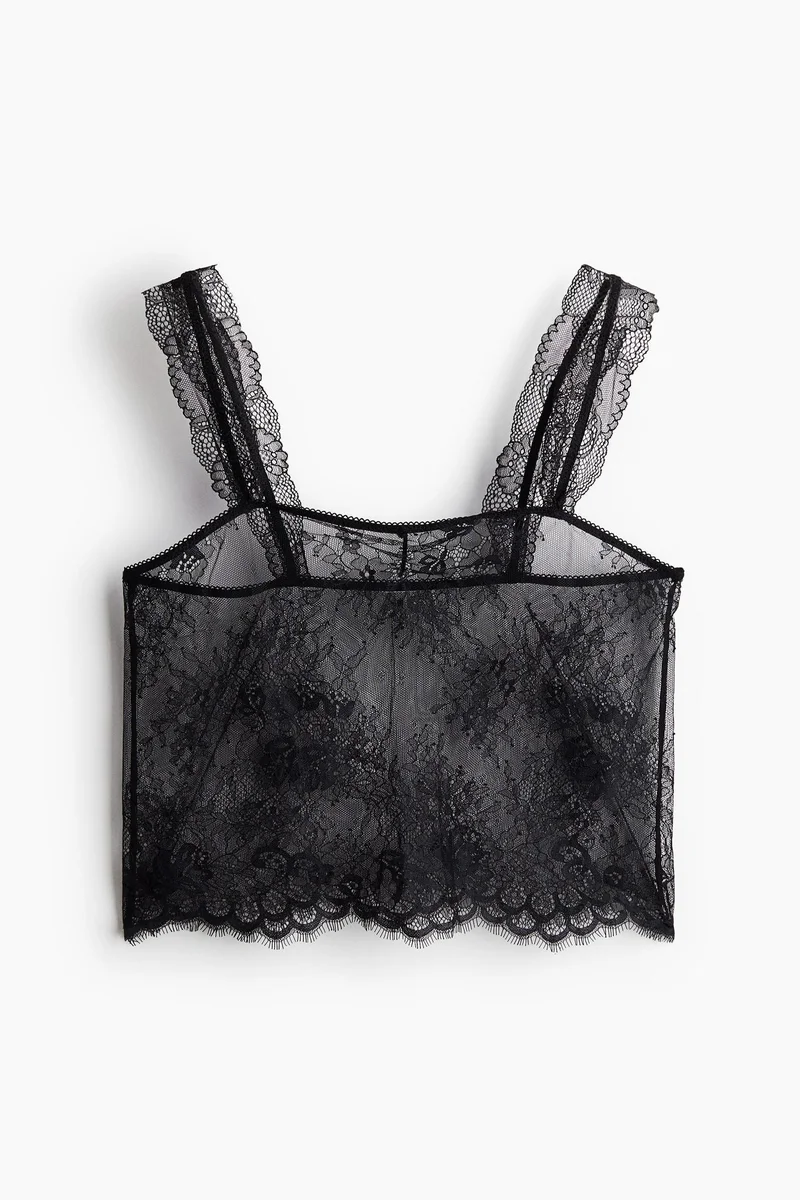 اتش اند ام بلوزة دانتيل قصيرة