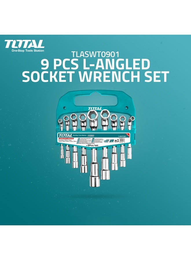 TOTAL 9-Piece L-Angled Socket Wrench Set – CR-V Steel, Drop-Forged, 7–19mm, Heavy-Duty Hand Tools for Auto, Bike & Home Repair-TLASWT0901 - Image 1