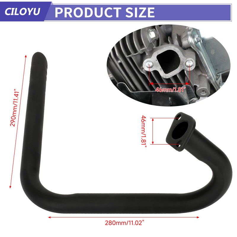 CILOYU 212cc Exhaust Mini Bike Left Long Pipe Compatible with Coleman CT200U CT200U-EX B200R BT200X Baja MB200 Axis Monster Mega Moto 200cc GX160 GX200 Predator 196cc Go Kart Minibike Header Parts - Image 4