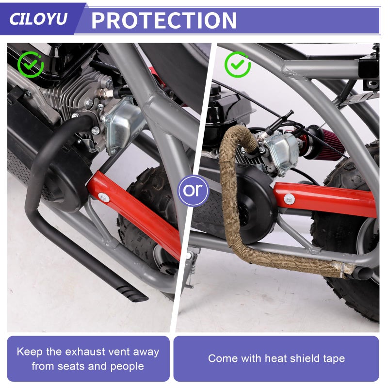 CILOYU 212cc Exhaust Mini Bike Left Long Pipe Compatible with Coleman CT200U CT200U-EX B200R BT200X Baja MB200 Axis Monster Mega Moto 200cc GX160 GX200 Predator 196cc Go Kart Minibike Header Parts - Image 5