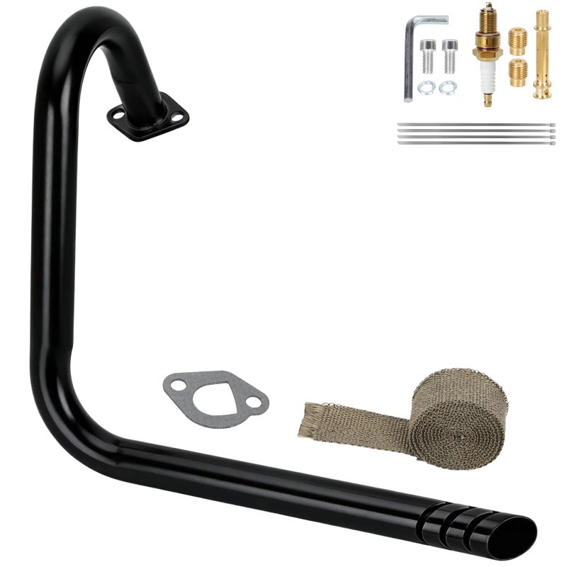 CILOYU 212cc Exhaust Mini Bike Left Long Pipe Compatible with Coleman CT200U CT200U-EX B200R BT200X Baja MB200 Axis Monster Mega Moto 200cc GX160 GX200 Predator 196cc Go Kart Minibike Header Parts - Image 1