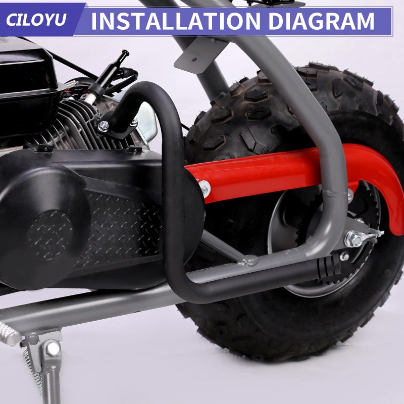 CILOYU 212cc Exhaust Mini Bike Left Long Pipe Compatible with Coleman CT200U CT200U-EX B200R BT200X Baja MB200 Axis Monster Mega Moto 200cc GX160 GX200 Predator 196cc Go Kart Minibike Header Parts - Image 3