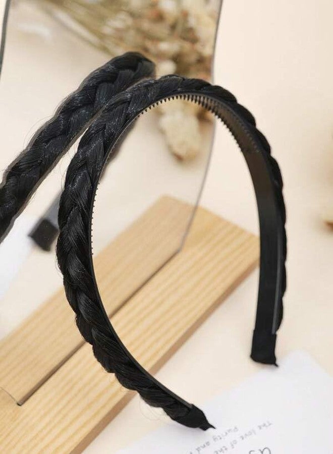 RHOSYN HAIR ACCESSORIES Synthetic Hair Braided Hair Band 2 Plaited Headband For Women & Girls Fashion Hair Accessory (Black) - Image 3