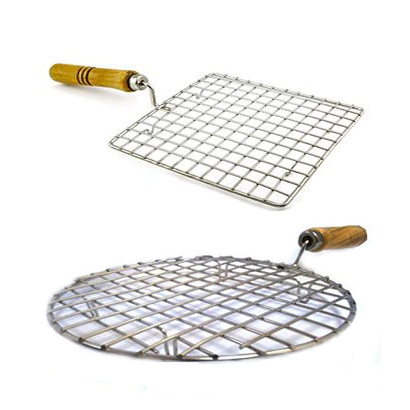 AUF Charcoal Burner,Papad,Roti Stand Charcoal Grill Stand Charcoal Hand Warmer Rack Stand 2 pc (Round and Square) - Image 1