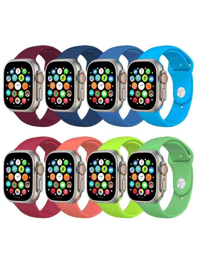 CATANES - 8 Pack Of Silicone Sport Band 49mm 45mm 44mm 42mm Replacement Wrist Strap Compatible For Series Ultra 2/9 /Ultra /8 / 7/6 / 5/4 / 3 & SE - Image 1